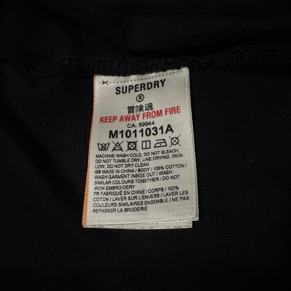 SUPERDRY Chenille Patch And Embroidery Black Short Sleeved Tee Sz Small - Picture 9 of 9